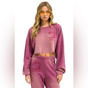 AVIATOR NATION | ✨NEW✨ Venice Super Cropped Crew Relaxed in Faded Berry